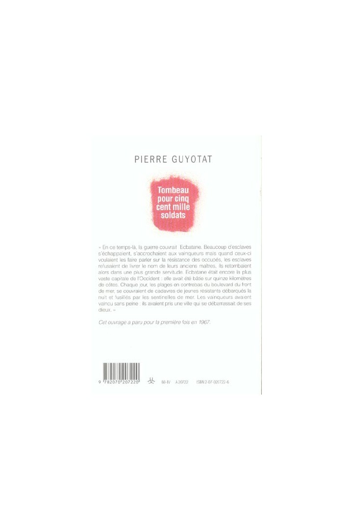Tombeau pour cinq cent mille soldats ; sept chants