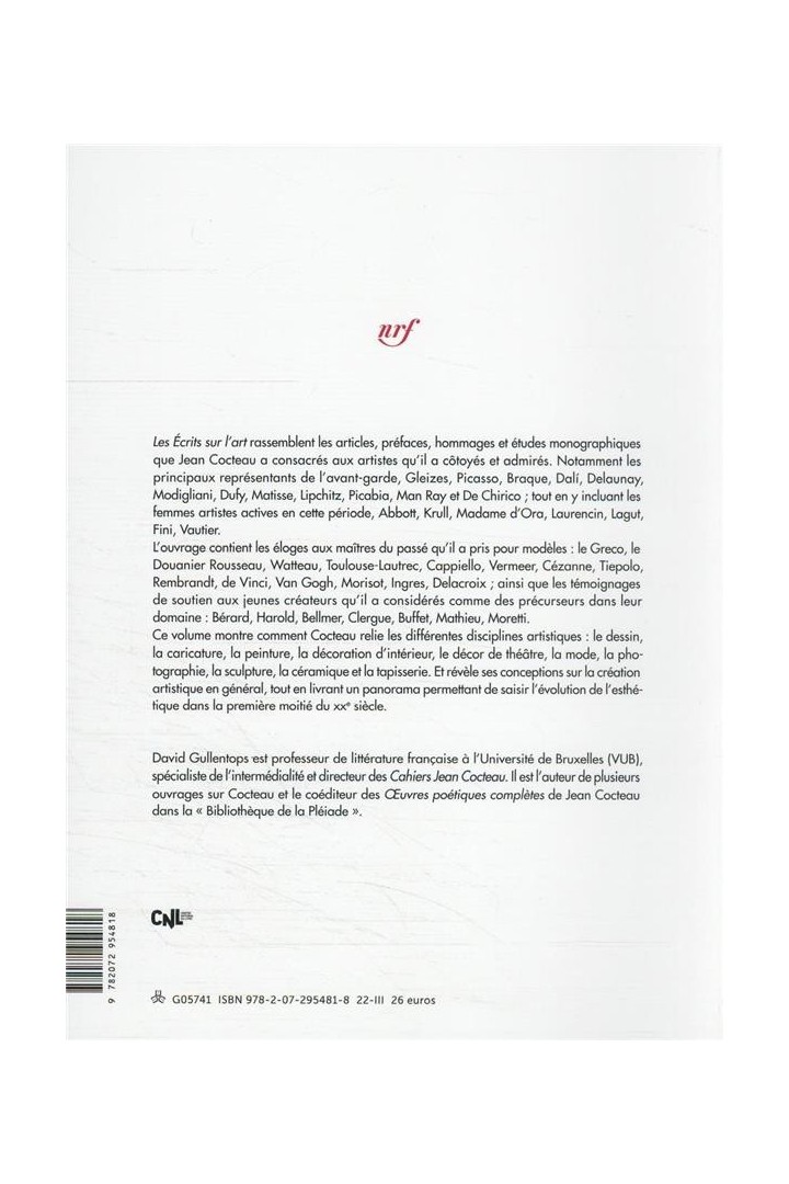 Écrits sur l'art : édition de David Gullentops