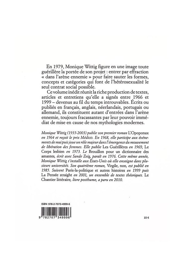 Dans l'arène ennemie - Textes et entretiens 1966-1999