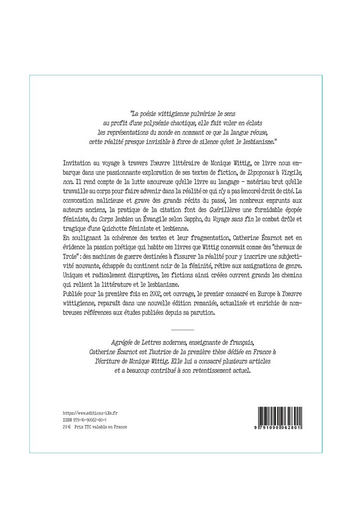 L''écriture de Monique Wittig : à la couleur de Sappho