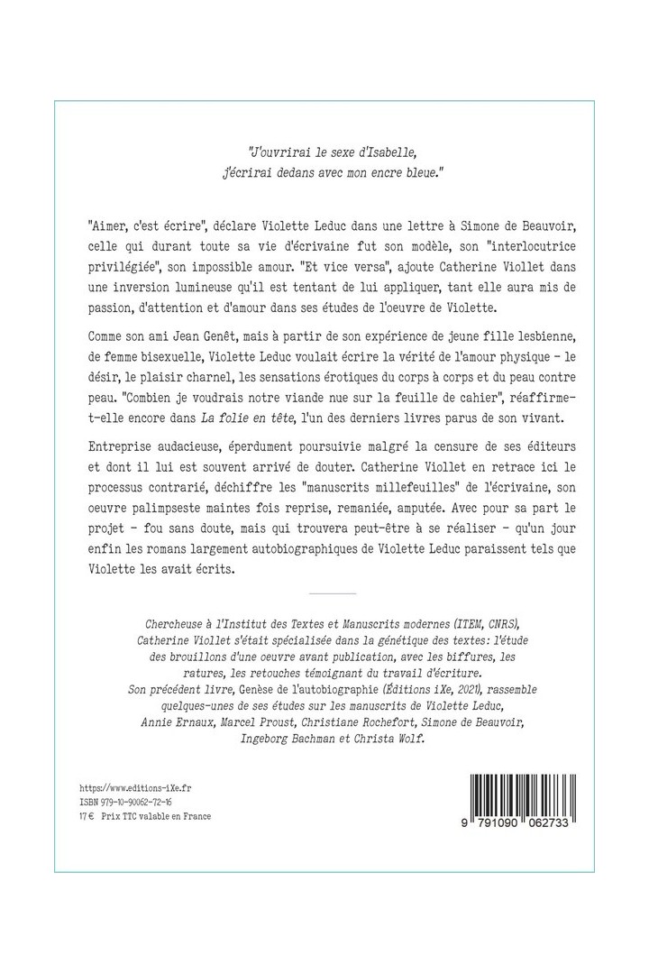 Aimer c'est écrire, et vice versa : Violette Leduc, passionnément