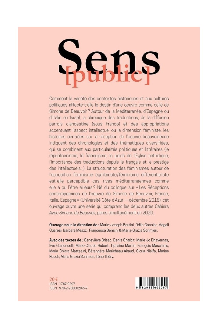 Simone de Beauvoir : réceptions contemporaines