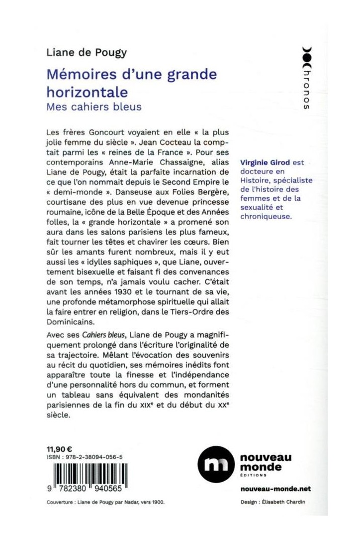 Mémoires d'une grande horizontale ; mes cahiers bleus