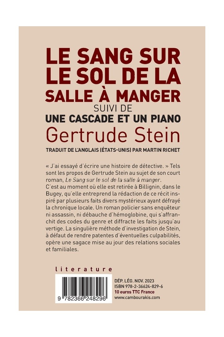 Le sang sur le sol de la salle a manger