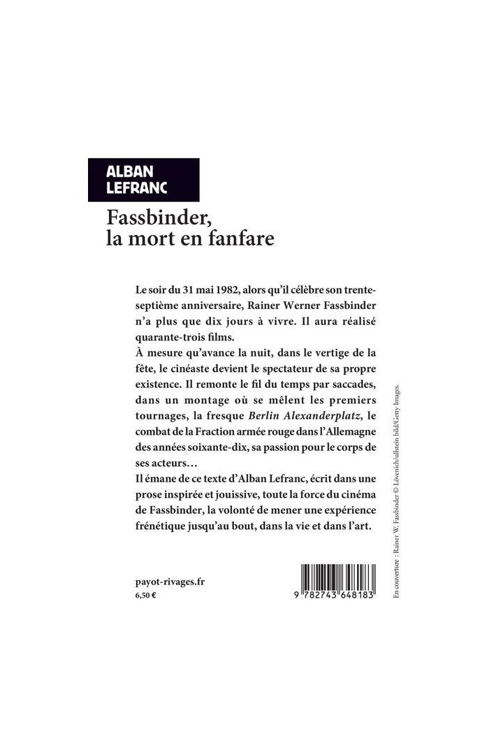 Fassbinder, la mort en fanfare