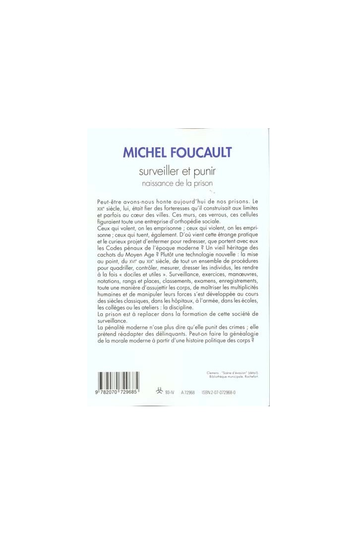 Surveiller et punir ; naissance de la prison