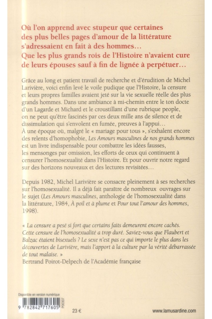 Les amours masculines de nos grands hommes