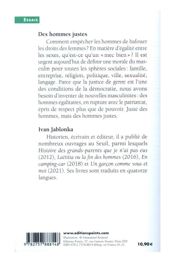 Des hommes justes ; du patriarcat aux nouvelles masculinités
